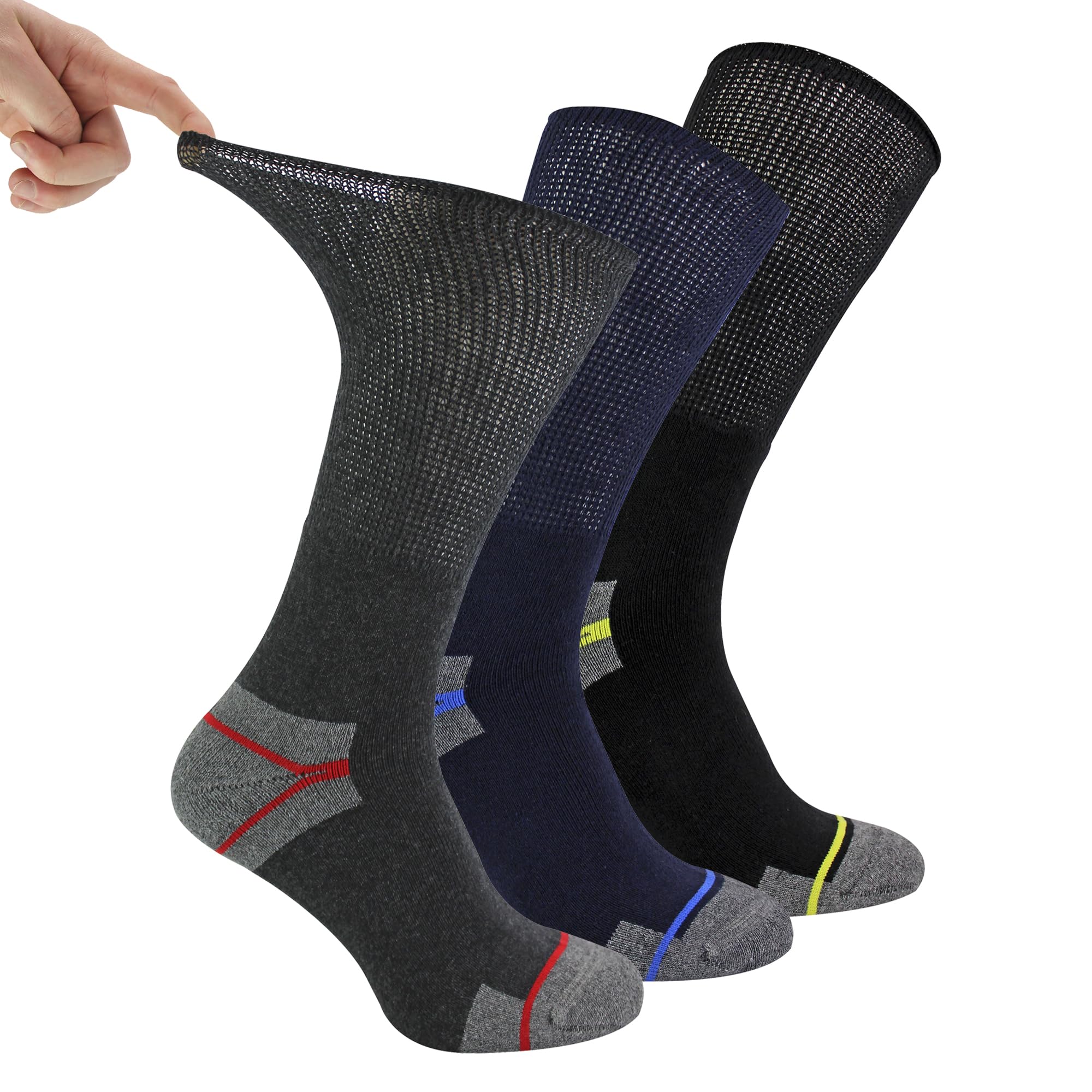 Multipack Calcetines de trabajo para diabéticos hombres lana merino calcetines de trabajo sin goma