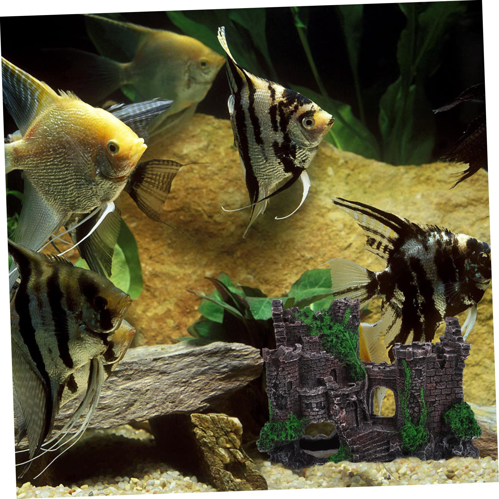 Happyyami 4piezas Adorno De Acuario Castillo Artificial para Peces y Camarones Refugio De Acuario Decoración Estilo Accesorio De Paisajismo para Peceras y Criaderos De Camarones