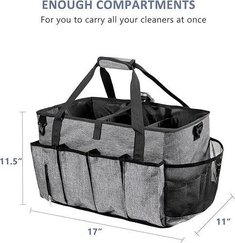 Miniatura 5 de Carrito de limpieza profesional XL para proveedores de limpieza, bolsa de limpieza portátil de 17 pulgadas para amas de casa, organizador de