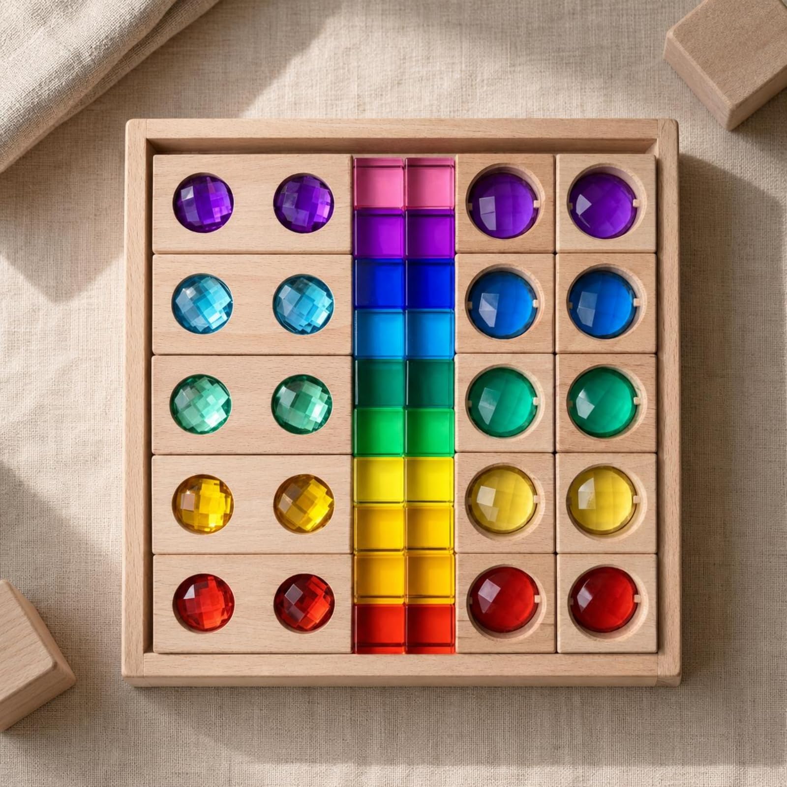 Bloque Sensorial Infantil Juego de Clasificación de Formas Rompecabezas Tablero Educativo Acrílico y Madera con Efectos de Luz Adecuado para