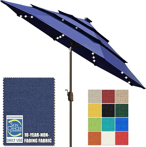 Miniatura 31 de EliteShade USA - Sombrilla solar de 9 pies / 2.74 metros, de 3 niveles, con 10 años sin decoloración, 80 luces LED para patio, mesa al aire libre