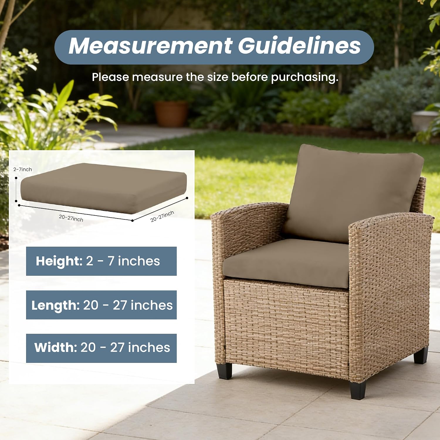 4Pcs Outdoor Cushion Covers Patio Cushion Covers Stretch Cushion Covers for Outdoor Furniture Replacement Washable Reusable Furniture Protector(Khaki)