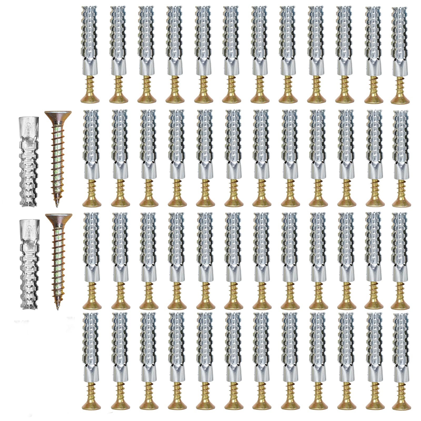 50Pcs Metal Expansion Screws Concrete Wall Anchors Expansion Bolt Fastener Auto Tapping Screws Pipe Drilling Plug Metal