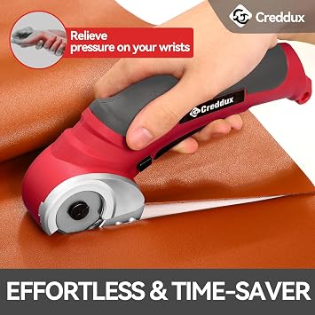 Cordless Electric Scissors, 4.2V Cardboard Cutter Tool for Cardboard Carpet Leather Packages Plastic with Rechargeable Battery Red