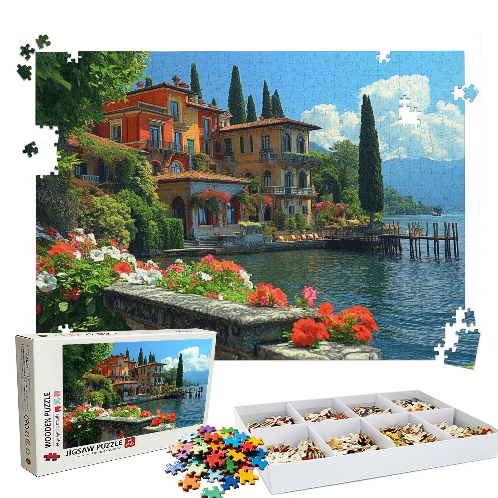 Puzzle mare Case(3), Puzzle Adulti 3000 pezzi, Puzzles Legno con Squisita Scatola di Imballaggio, Rompicapo per Esperti con Incastro Perfetto, Stampa ad Alta Definizione, Regalo per Adulti W3H-730