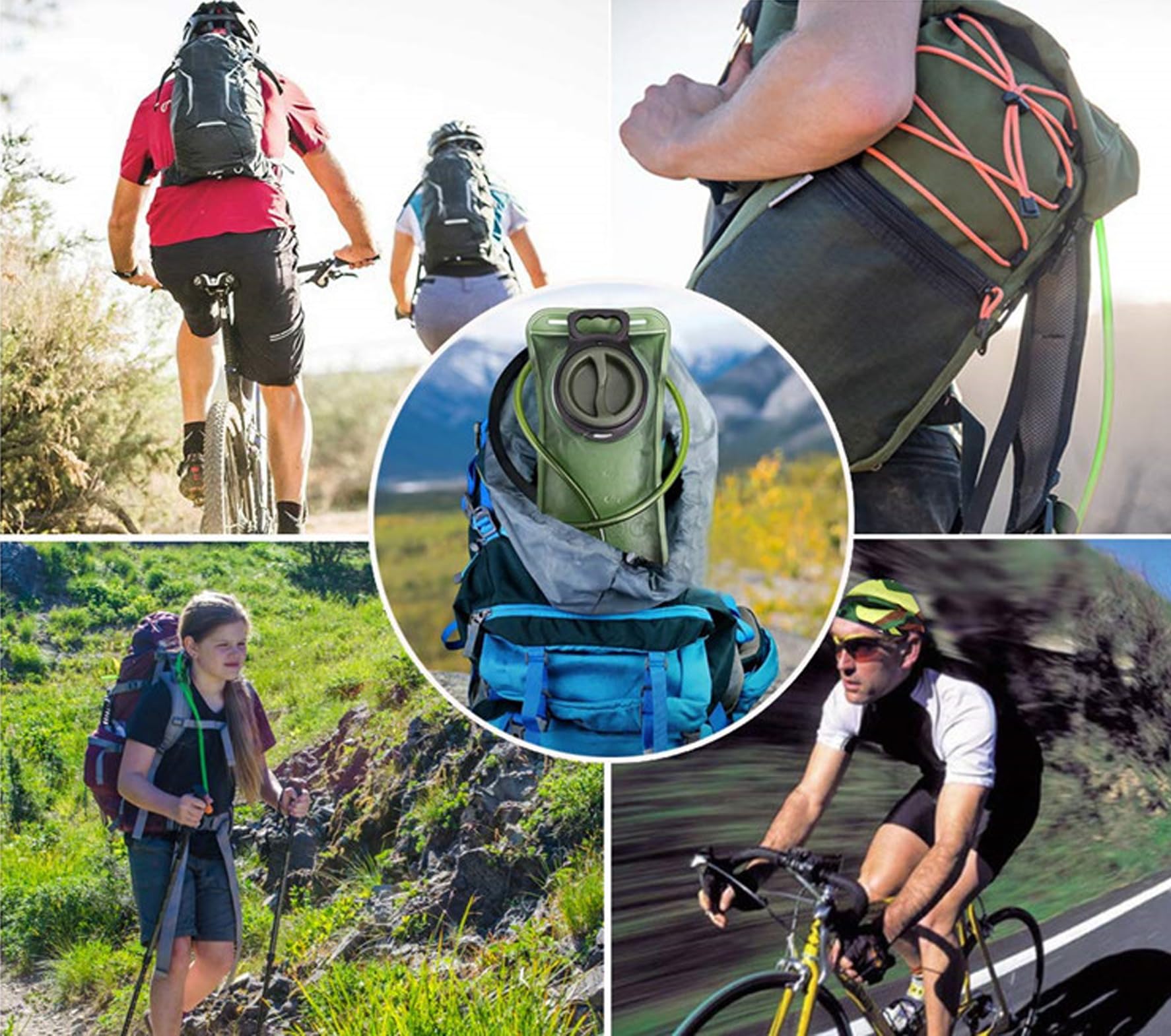 Sacca di idratazione a prova di perdite, 1,5/2 litri, senza BPA, borsa di ricambio per zaino idratante, serbatoio da viaggio sportivo adatto per escursioni all'aperto, corsa, ciclismo