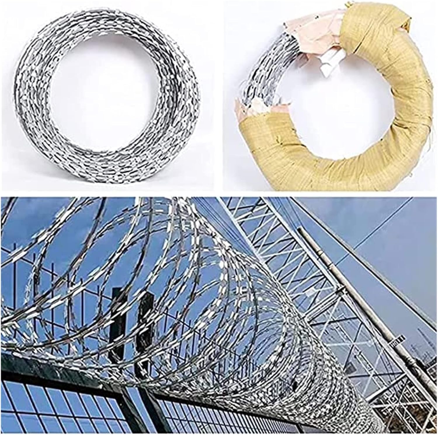 Recinzione di filo spinato zincato - Maglia metallica resistente alle intemperie per recinzioni sicure Filo laminato per la fabbrica e l'azienda agricola Rete in acciaio resistente.