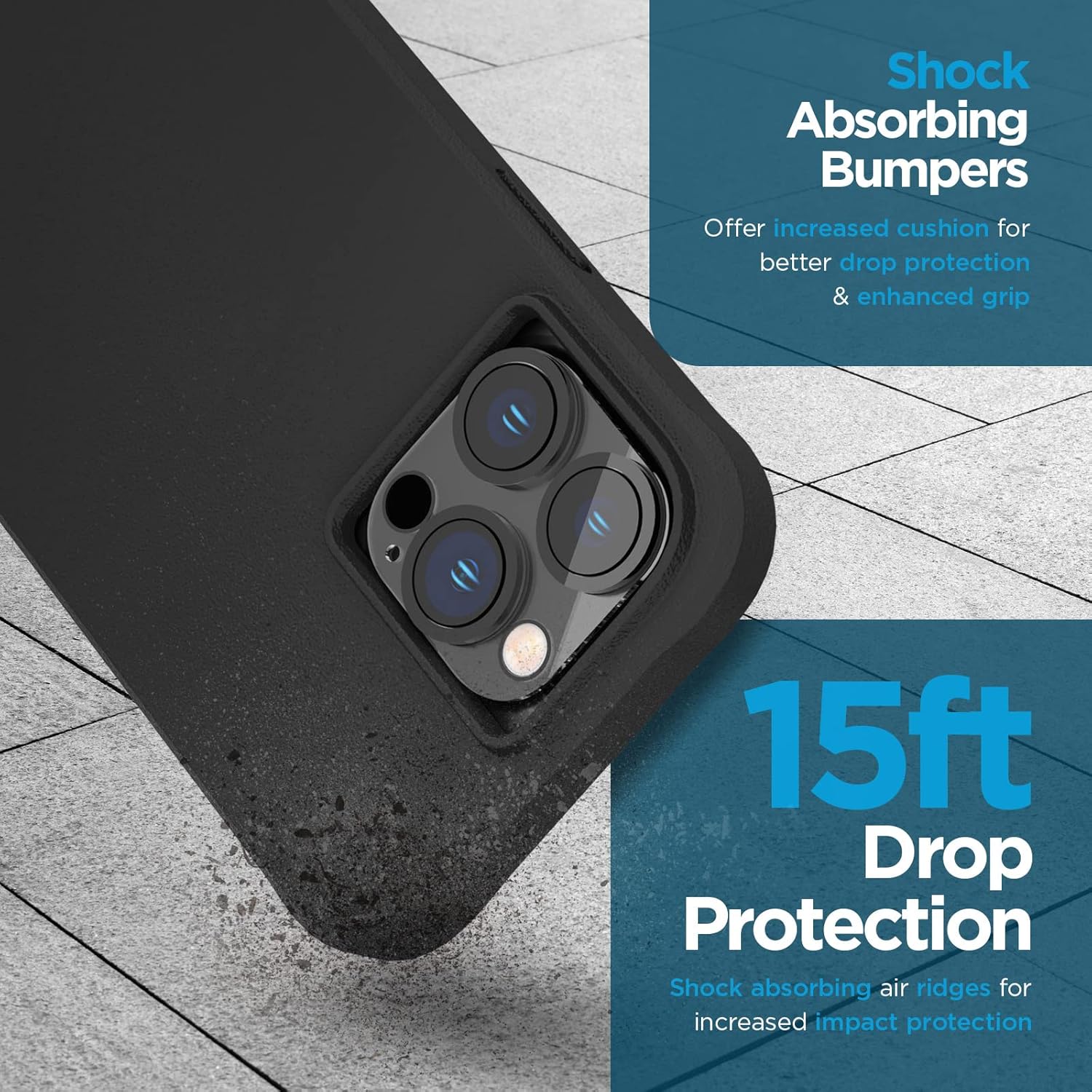 Case-Mate [3 in 1] Protection Pack - iPhone 14 Pro Max Case (Tough Black), Tempered Glass & Lens Protector - 15ft Drop Protection, Compatible with MagSafe & Wireless Charging - Shockproof Anti Scratch