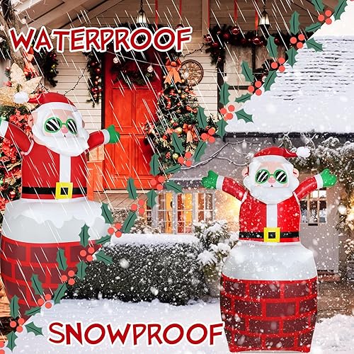 Miniatura 7 de TOANEL Inflables de Navidad de PVC de 4.87 pies, decoraciones al aire libre, Papá Noel de pie en la chimenea LED, inflables inflables para