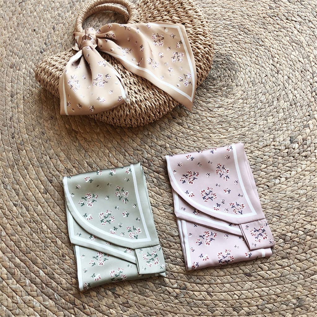 Bufanda de Mujer Pañuelo Cuadrado Corbata de Pelo Estampado Pañuelo de Seda Satinada Pañuelo de Cabeza para Mujer Pañuelo de Seda de Tira Larga pequeña (A 15 * 70CM)