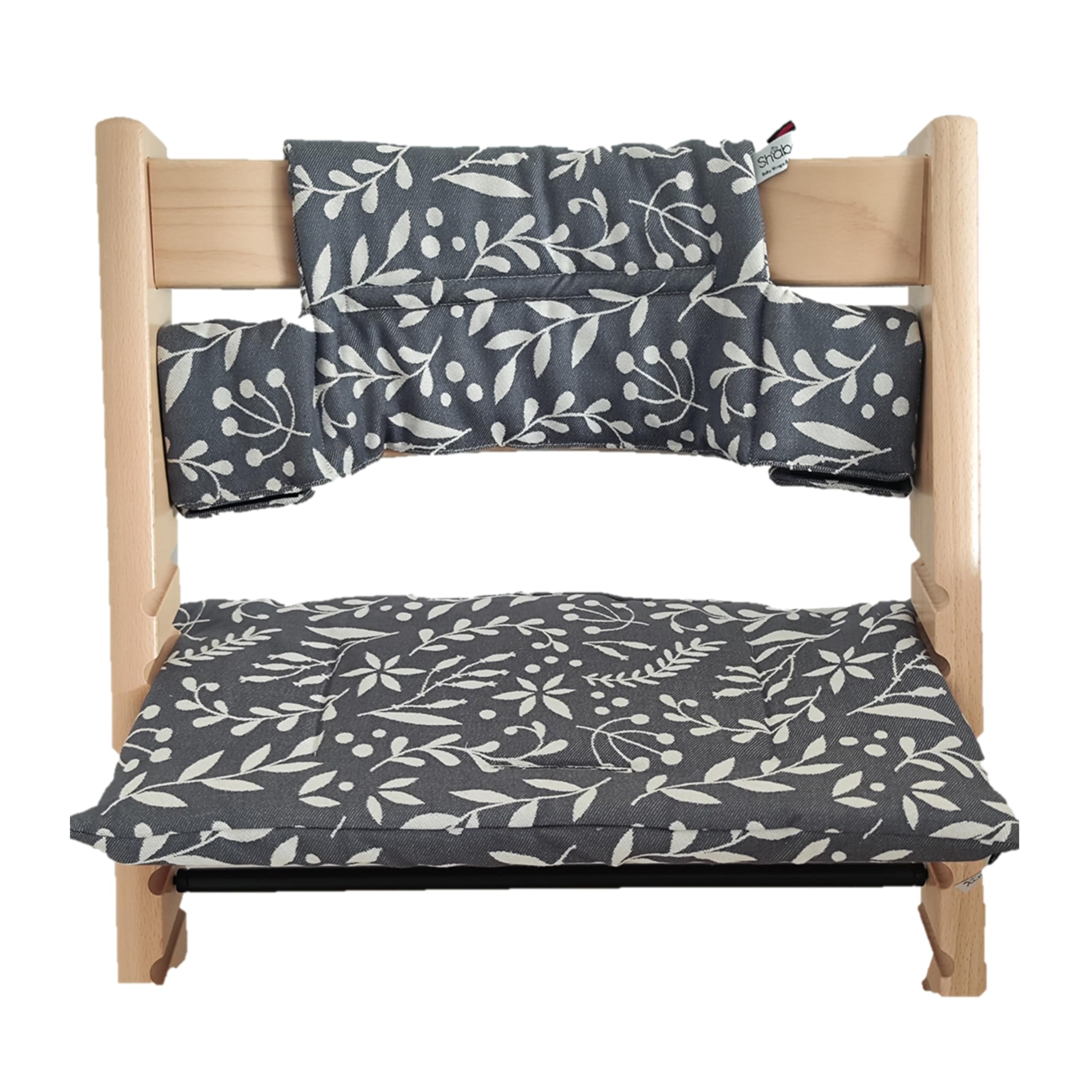 Shabany® Cojín de asiento para trona, 100% algodón orgánico, funda de cojín clásica, 2 piezas, apto para trona Stokke Tripp Trapp, lavable a máquina, fácil fijación