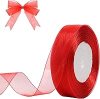 Vista 21 de Cinta de organza transparente azul real de 3/4 de pulgada, 50 yardas, cinta de gasa para envolver regalos, Navidad, Halloween, decoración de ramo