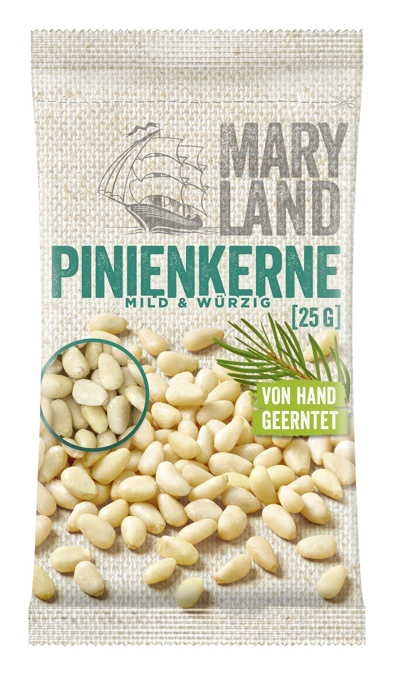Maryland Pinienkerne 25g Beutel 16er Pack – Pinienkerne naturbelassen, vegan, frei von künstlichen Aromen, ohne Zusatzstoffe – Im kompakten Format genießen (16 x 25g)