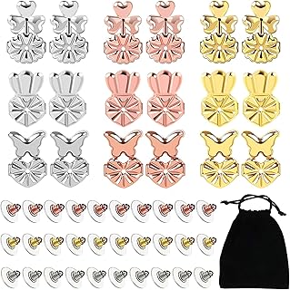 9 Pairs Earring Lifters, Earring Backs Lifter for Droopy Ears, Adjustable Hypoallergenic Earring Secure Backs for Heavy Earring(3 Silver + 3 Gold + 3 Rose Gold)