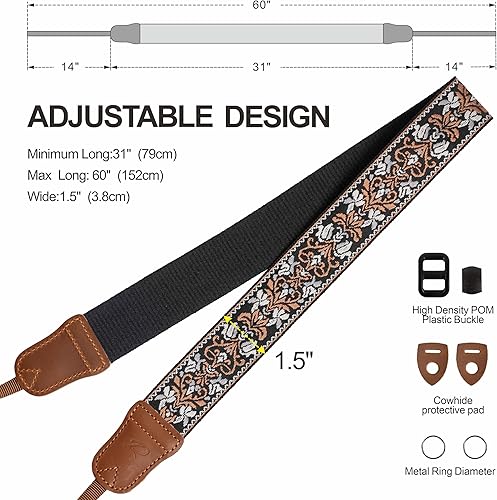 Miniatura 157 de Padwa Lifestyle Correa de cámara a rayas, de 1.5 pulgadas, suave tejido de cuerda de algodón, correa de hombro para fotógrafos y todas las cámaras