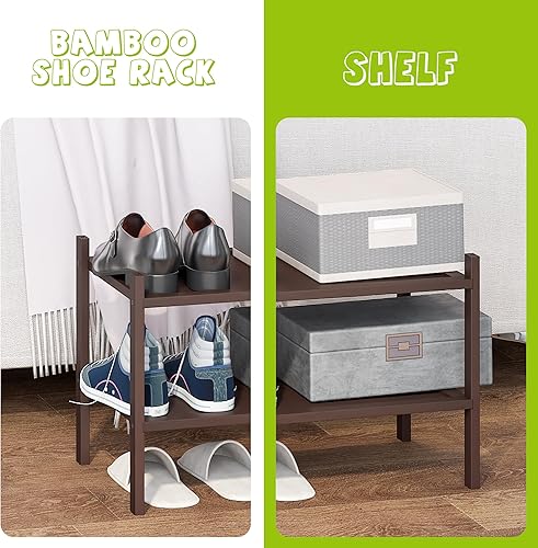 Miniatura 6 de BMOSU Zapatero de bambú de 6 niveles apilable de alta calidad, organizador de almacenamiento para pasillo, armario, sala de estar, organizador de