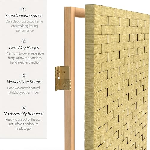 Miniatura 10 de Pantalla plegable de fibra tejida corta de 4 pies - Blanco - 4 paneles