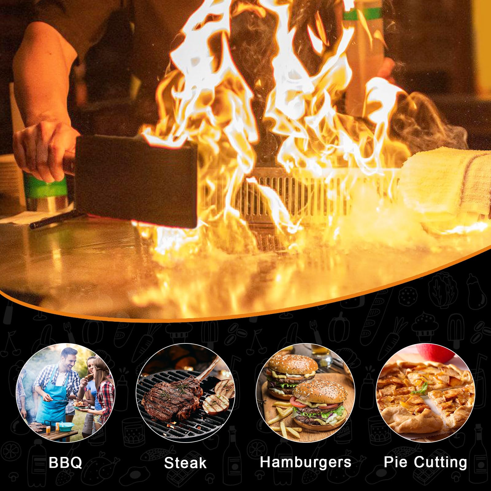 Smash Burger Kit, Presse Burger, Acier Inoxydable Spatule Plancha, avec 20 Papier Steak Haché, Papiers à Hamburger, Professionnel d'Accessoires Barbecue