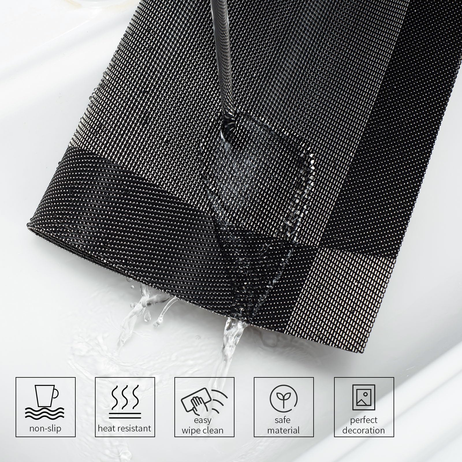 AHHFSMEI Juego de 4 manteles individuales para mesa de comedor, de plástico de vinilo tejido, antideslizantes, aislamiento térmico, resistentes a las manchas, lavables, fáciles de limpiar (esquina