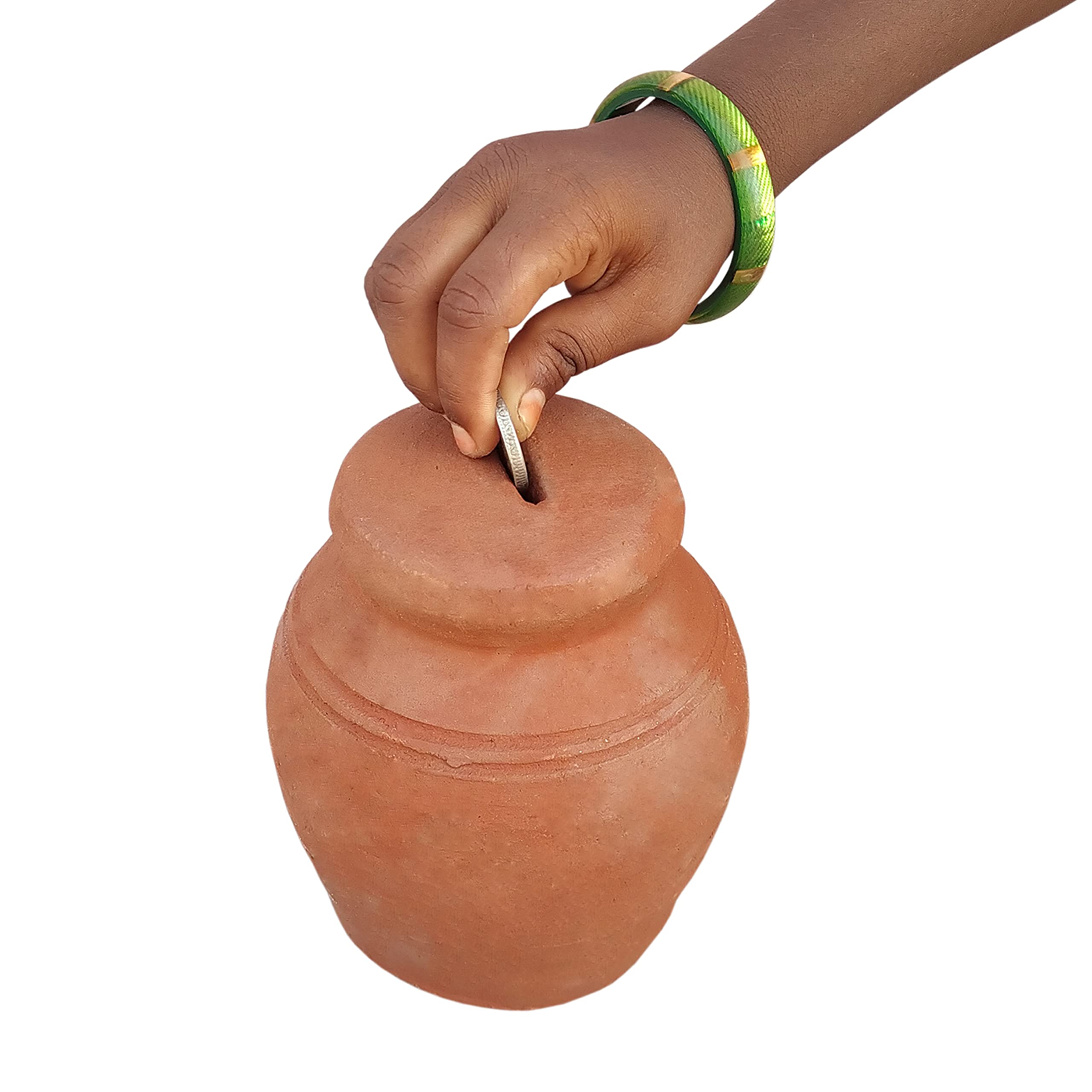 Daily Money Storage Coin Box/ Gift for Kids, Undiyal Showpieces for Decor/ Mitti Ki Gullak/ Terracotta Clay Gullak/ Money Bank for Adults, School Project for Kids - 4 X 4 X 6 - INCHES