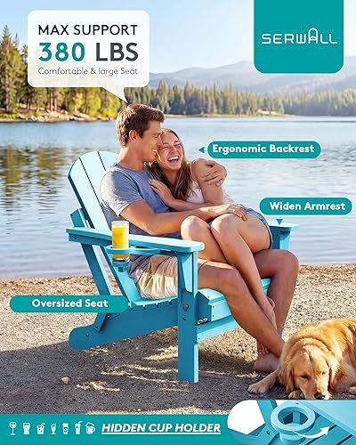 Miniatura 294 de SERWALL - Silla plegable Adirondack para patio, jardín, exterior, resistente a la intemperie, sillas para hoguera, color naranja