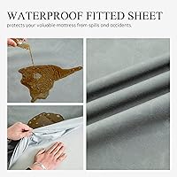 Vista 6 de Protector de colchón impermeable, tamaño King, suave, transpirable, sin ruido, bolsillo profundo para colchones de 8 a 14 pulgadas, lavable