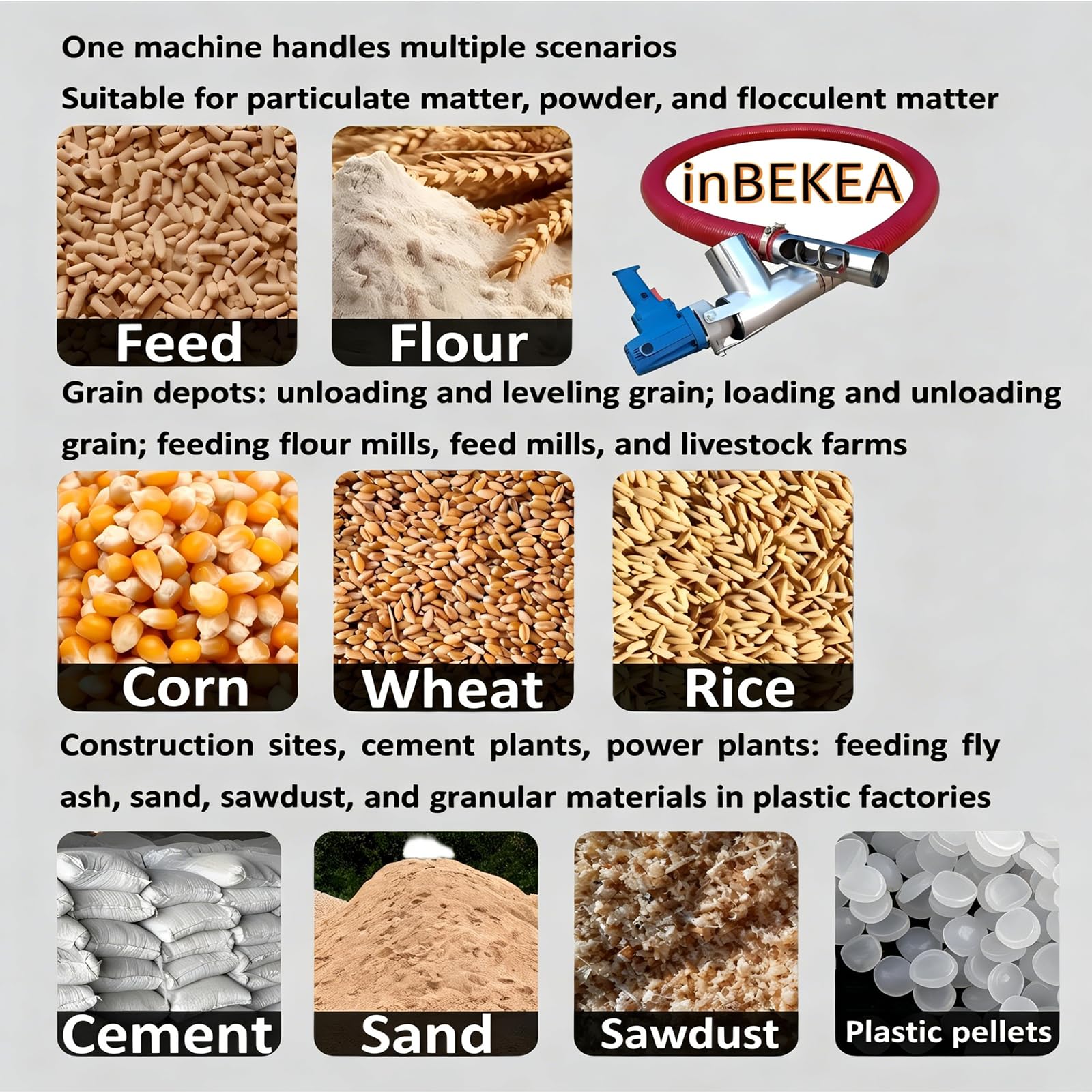 Convoyeur à vis électrique pour grains 4m avec support pour agriculture, élevage, construction, manutention de matériaux en vrac