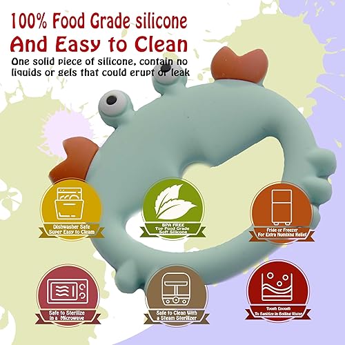 Miniatura 4 de Juguetes de dentición para bebés, mordedores para bebés de 0 a 6 meses, 6 a 12 meses (1 turquesa, 1 cangrejo)