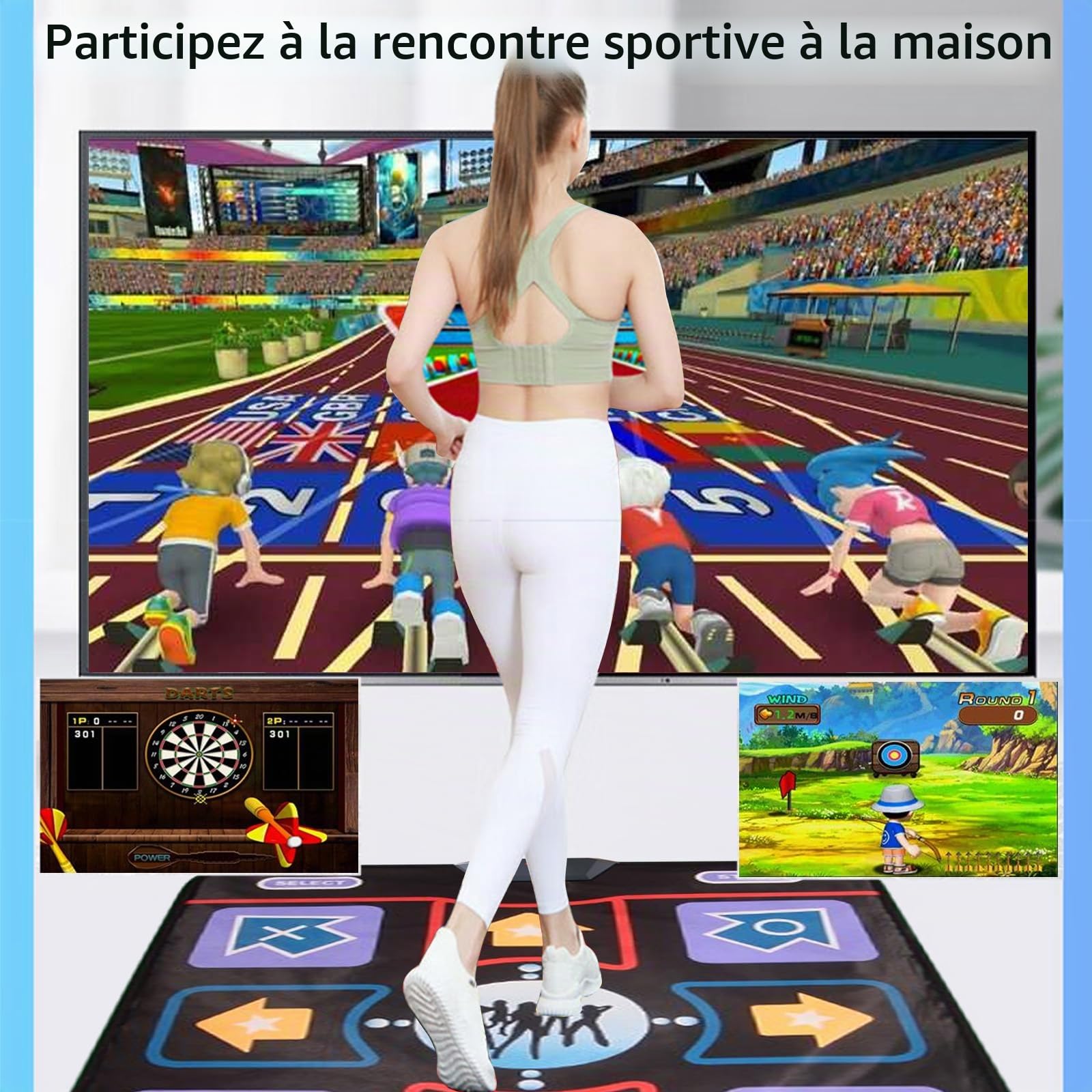 Tapis de Danse pour Enfants et Adultes, Dance matélectronique Musical, Dance Mat pour l'exercice et Les Jeux, Dance Mat pour garçons et Filles de 3 Ans et Plus, Bleu.