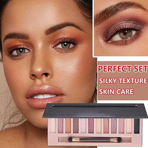Miniatura 7 de DuoZeng Paleta de sombras de ojos desnudas de 12 colores, paleta de sombra de ojos con purpurina brillante, paleta de sombra de ojos ahumada natural