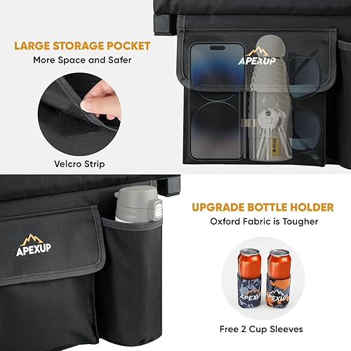 Miniatura 6 de APEXUP Asientos de estadio con soporte trasero, asiento portátil para gradas con bolsillo grande y soporte para tazas, silla ancha para estadio para