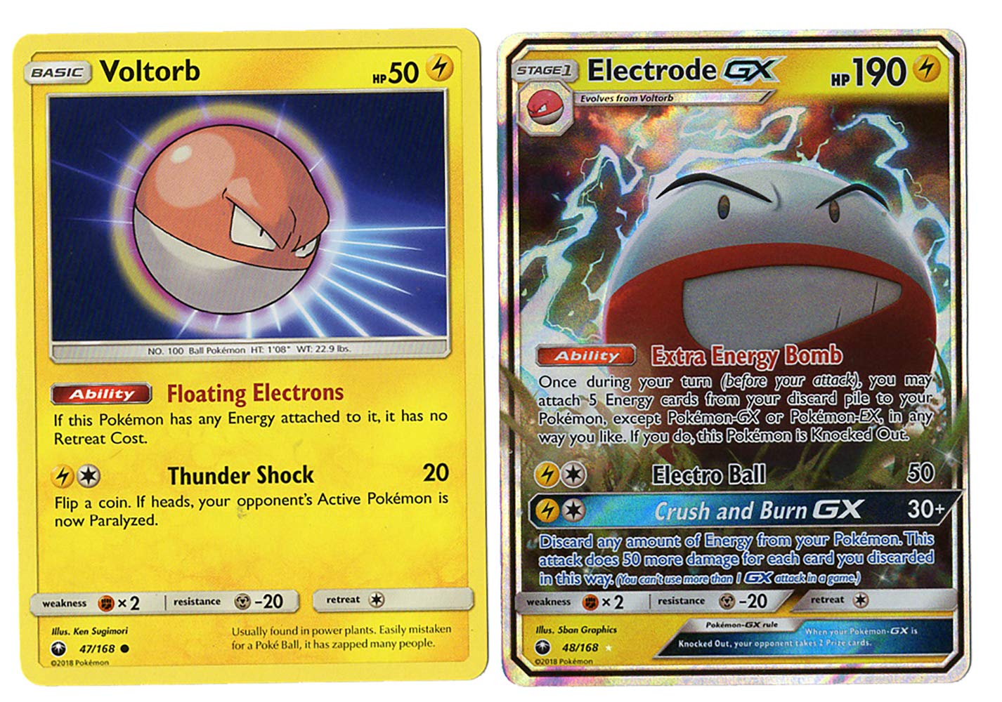 POKEMON - ULTRA RARE EVOLUTION SET - ELECTRODE GX/VOLTORB 48/168 - SUN MOON  CELESTIAL STORM - 2 CARD LOT : Amazon.com.au: Toys & Games
