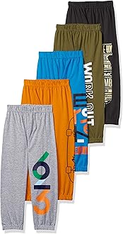 Boy's Regular Fit Printed Cotton Track Pant (Pack of 5)