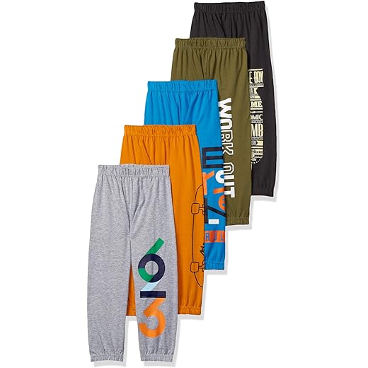 T2F Boys Printed Cotton Track Pant Pack of 5