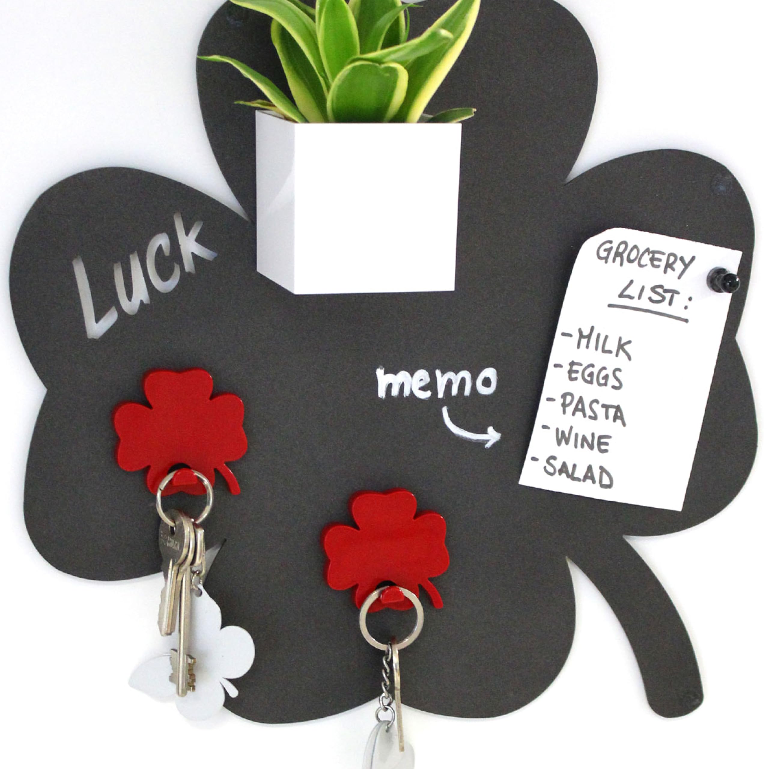 KalaMitica - Set of 2 Magnetic Wall Hangers with Powerful Magnet - Red Four Leaf Clovers - Image 3
