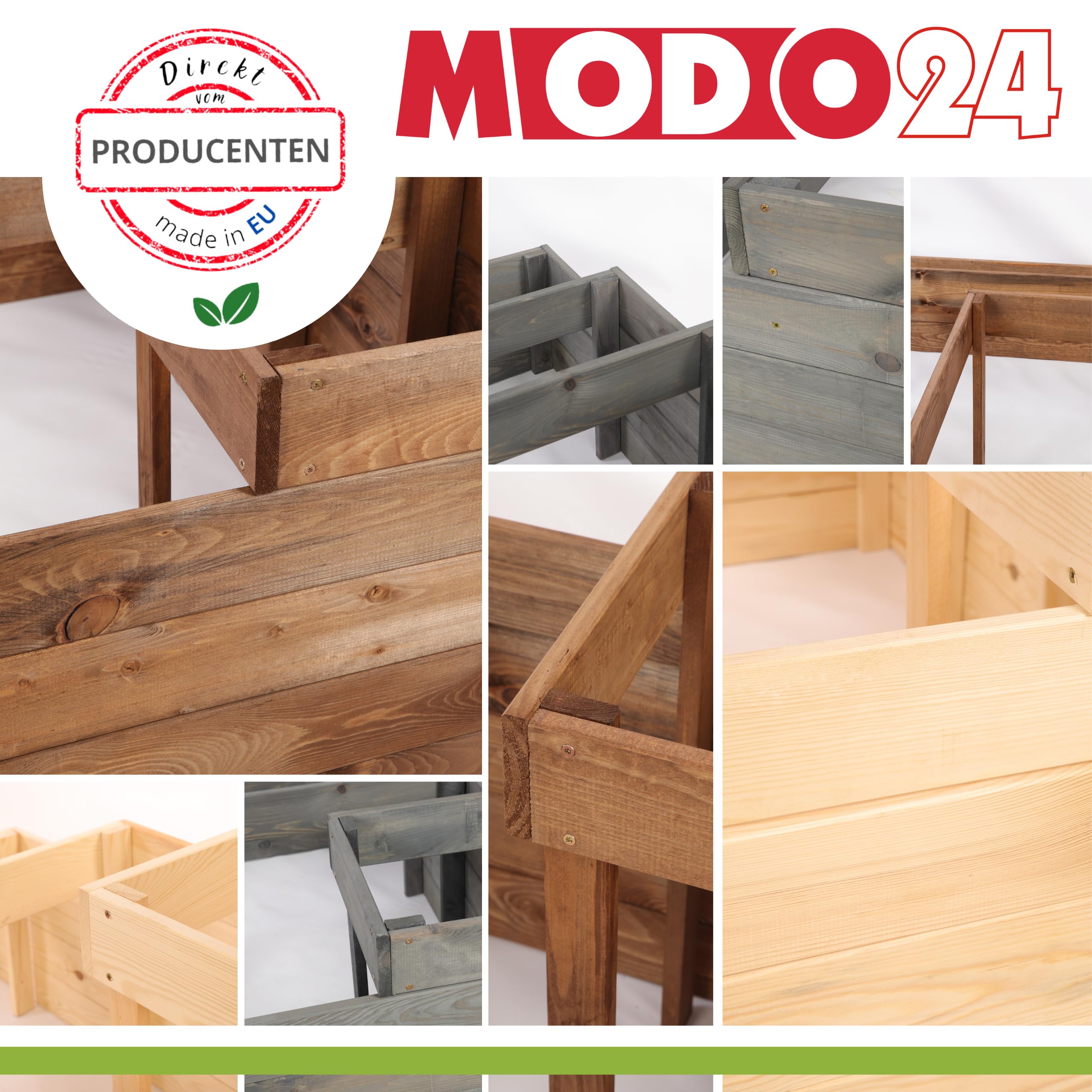 Hochbeet, Kräuterbeet, Gartenbeet, Pflanzbeet, Blumenbeet, Stufenbeet, Holz Stufen Treppe, für Garten und Terrasse, Kiefernholz, Massivholz, Abmessungen 45x92x92 cm, Farbe: Grau