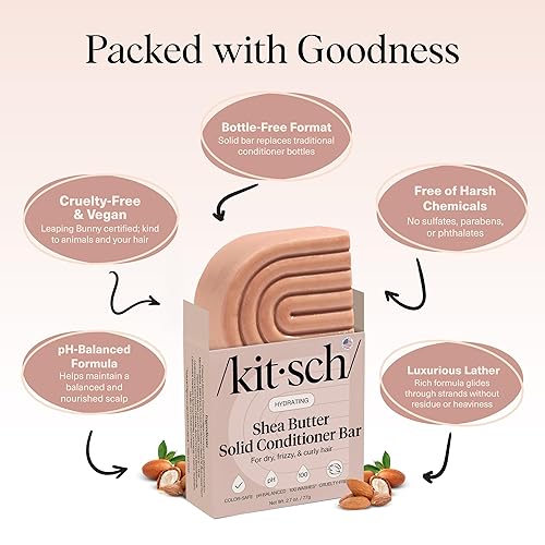 Miniatura 4 de Kitsch Barra de acondicionador de manteca de karité Acondicionador de humedad de karité para cabello suave e hidratado Acondicionador de cabello