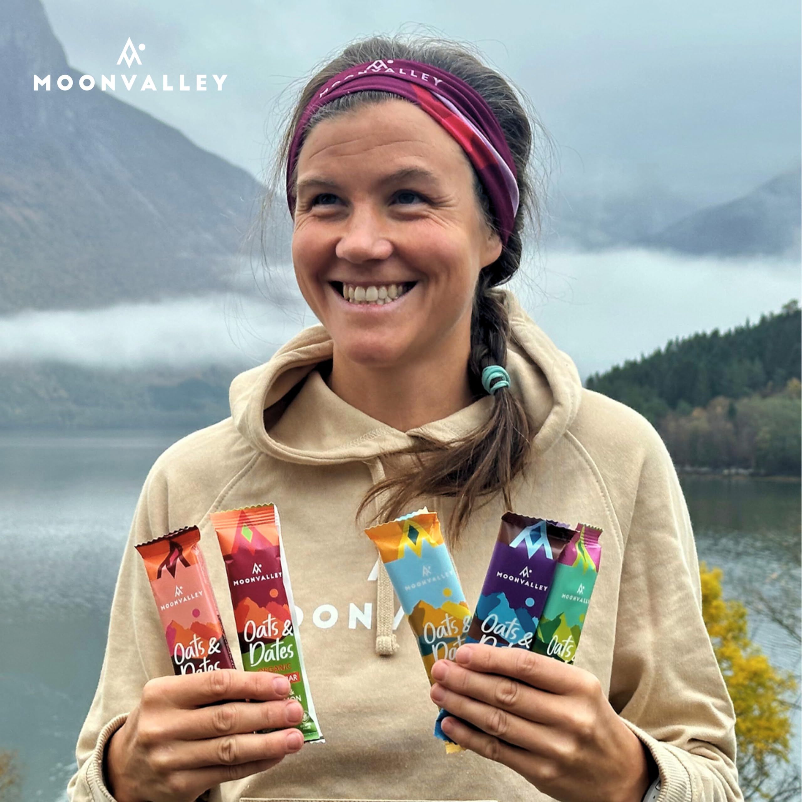 MOONVALLEY Barrette Energy al Cioccolato & Sale Marino – a base di Avena & Datteri - Vegan, Bio, Senza Glutine, Senza Zuccheri Aggiunti – Confezione da 12 Barrette da 50g