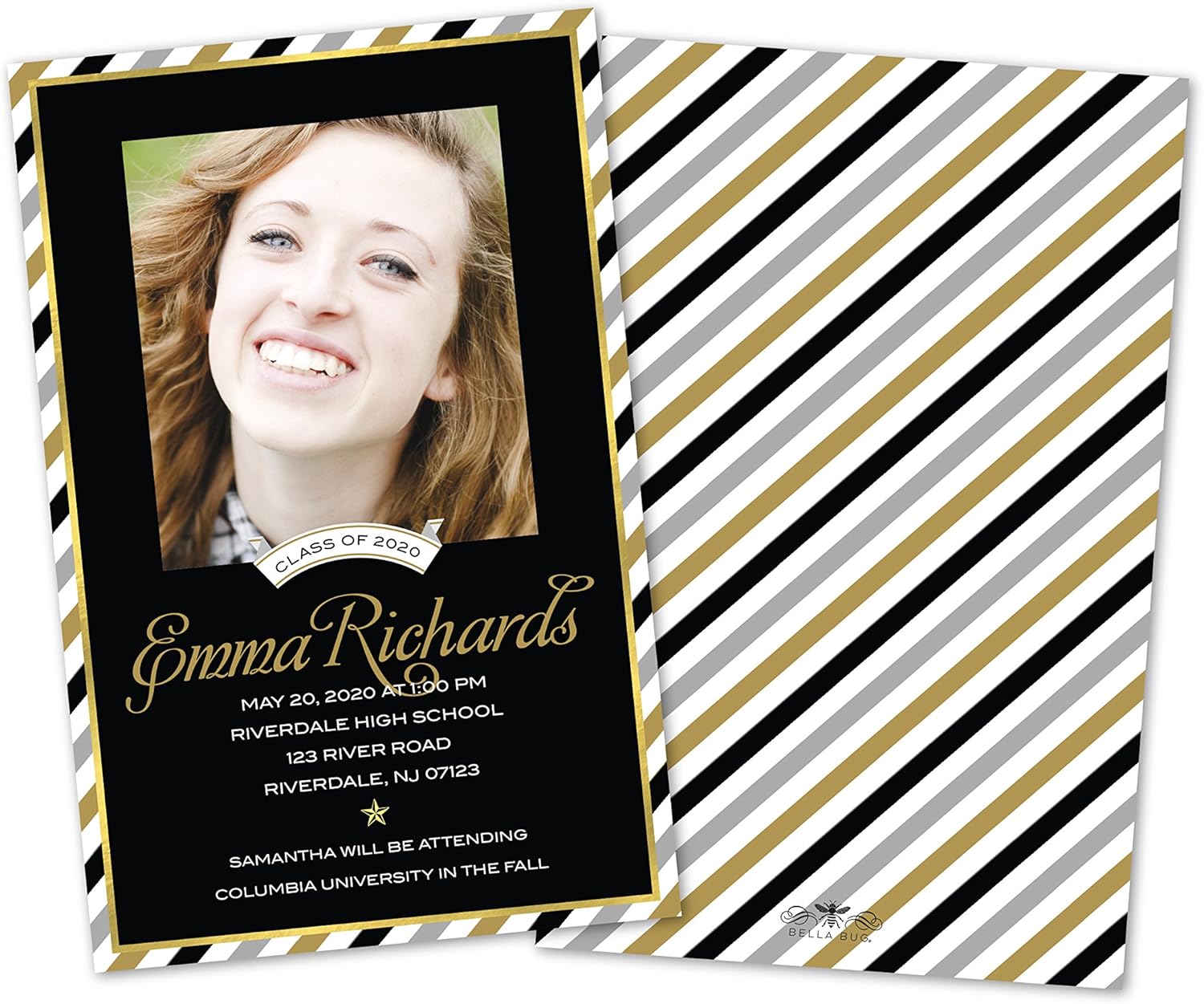 Bold Diagonal Stripes Personalized Graduation Invitation