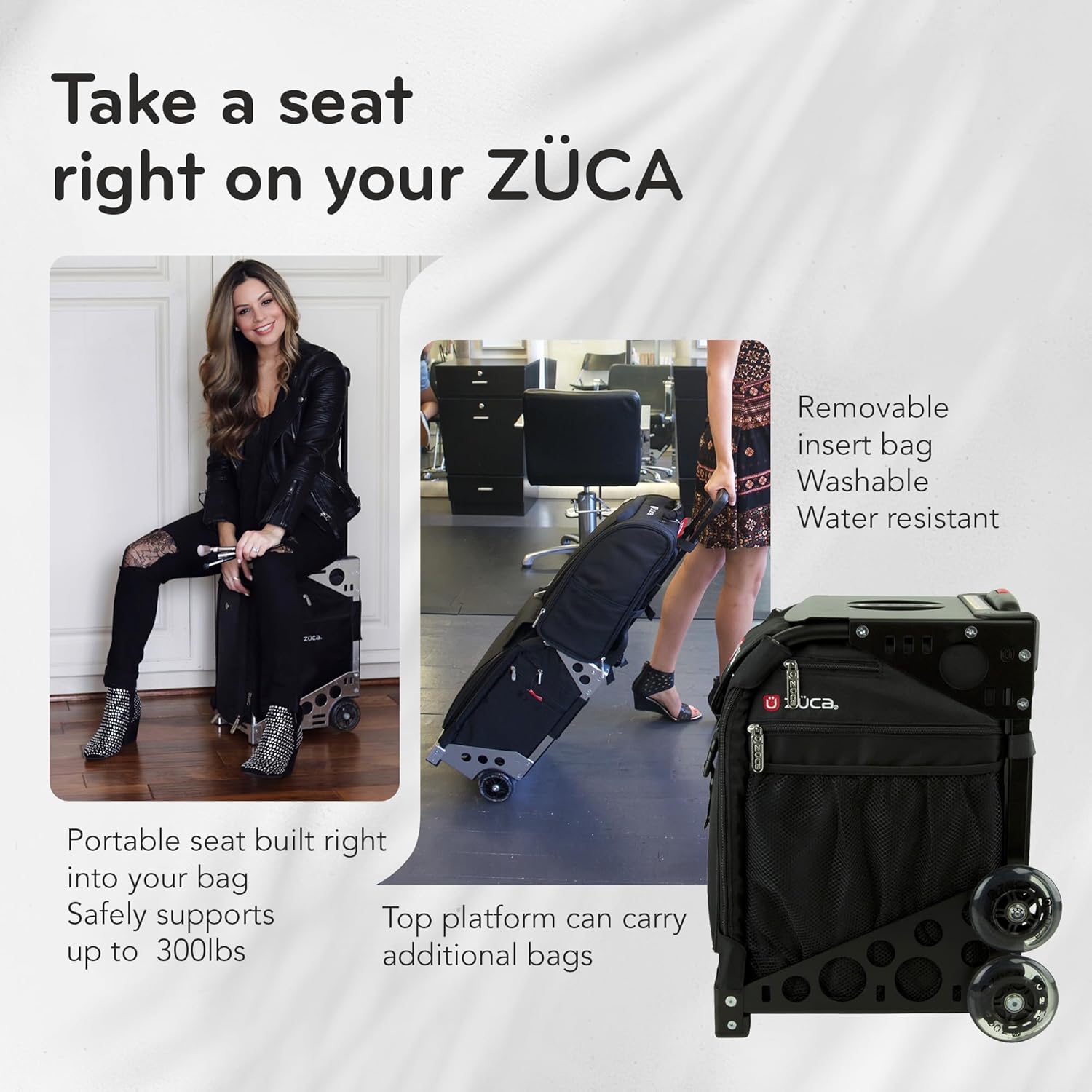 ZUCA Travel Cases for Artists & Professionals - Makeup Case with 4 Vinyl Utility Pouches, Travel Cover, 41" Telescoping Handle, Rolling Wheels & Sturdy Aluminum Frame for Makeup Artists and Creatives