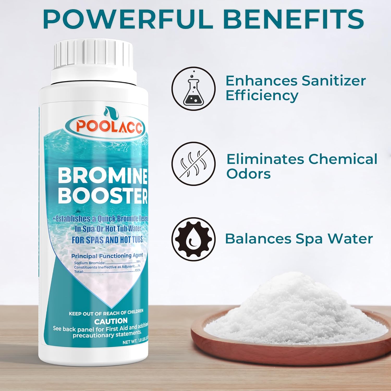 1.8LB Bromine Booster for Hot Tubs & Spas | Fast-Acting Sodium Bromide to Build Bromide Reserve | Compatible with Bromine Sanitizers | Bromine Tablets Companion | Reduce Chemical Use & Odor - Image 3