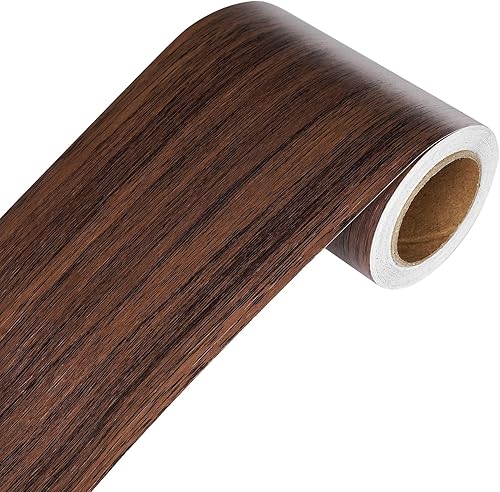 Miniatura 8 de YENHOME Papel tapiz de madera para despegar y pegar, cinta de grano de madera, papel tapiz de madera de nogal, borde de papel de pared de madera