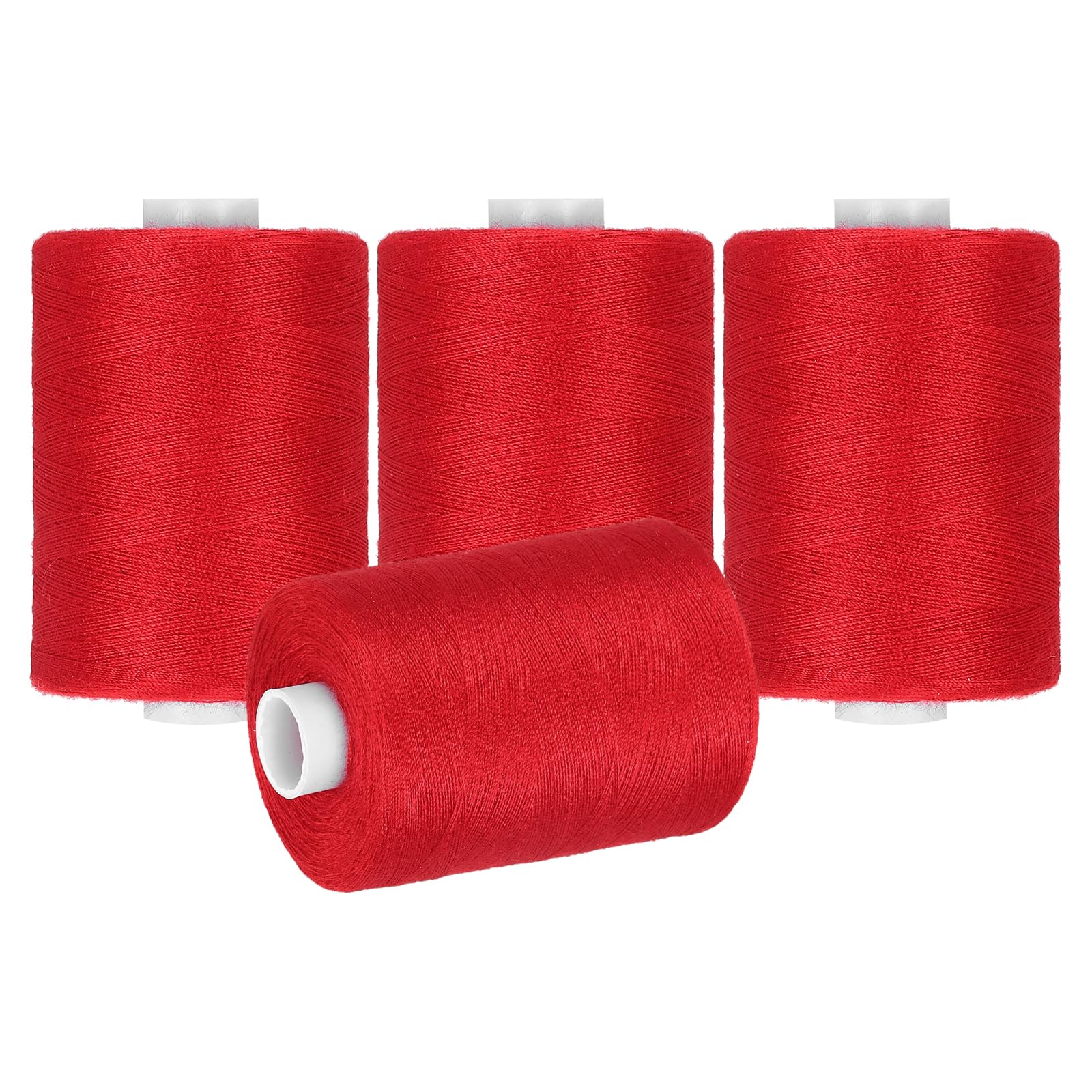 sourcing map 4 Spool Sewing Thread, Red#114 Polyester Thread Prewound Bobbins for Sewing Machine Hand Stitching Quilting Emergency DIY Projects, 1000 Yards/Spool