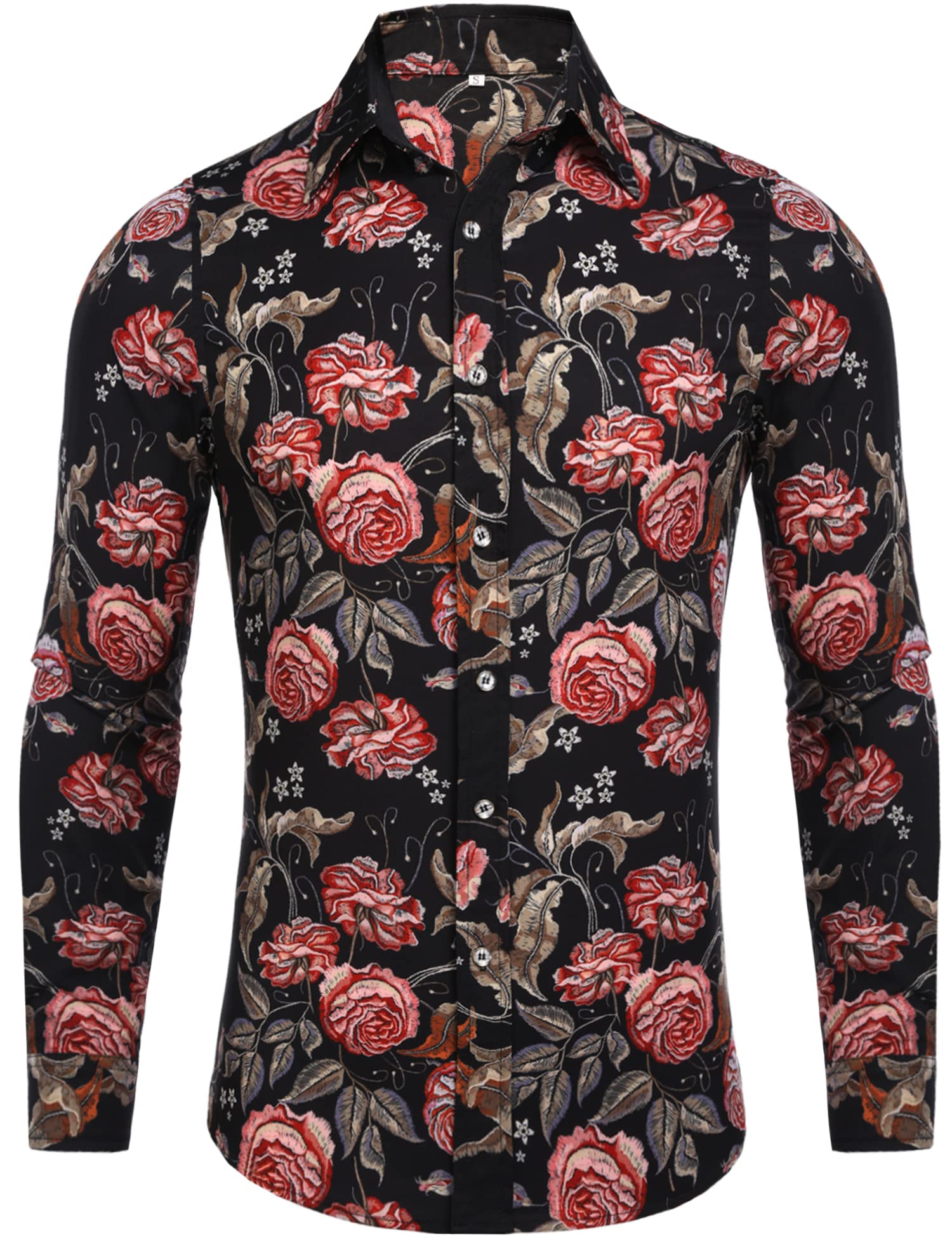 Pacinoble Mens Long Sleeve Fashion Luxury Design Print Dress Shirt