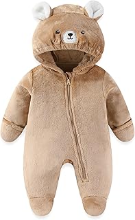 JiAmy Baby Snowsuit, Baby Boys Girls Clothes Set Fleece Animal Hooded Winter Overall Romper Jumpsuit 0-12 Months