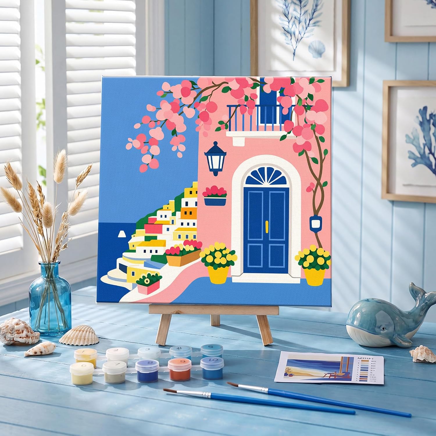 Nezyo 8 Sets Paint by Numbers for Adults 8 x 8 Inch with Wooden Easels