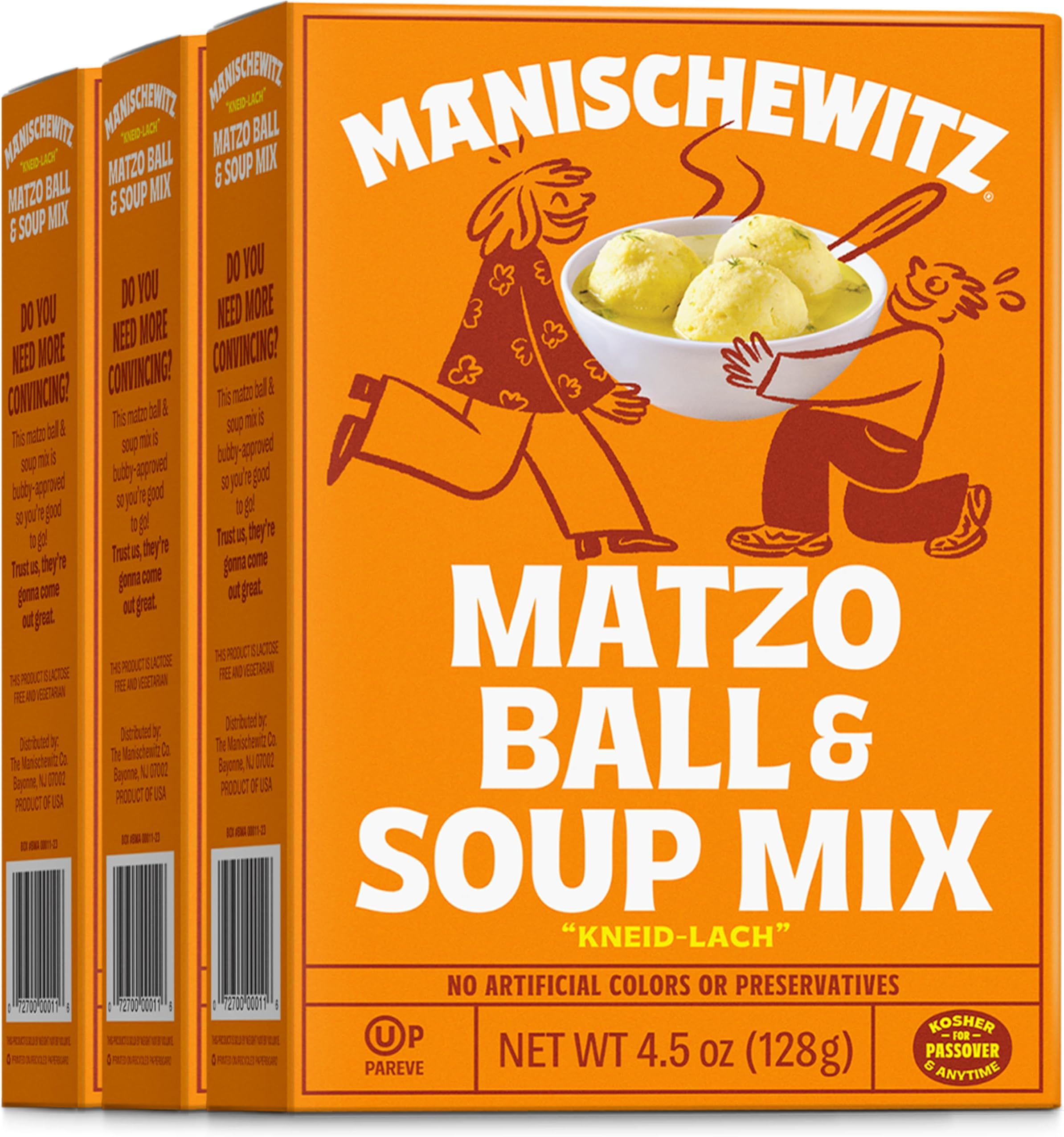 Manischewitz Matzo Ball and Soup Mix, 4.5oz (3 Pack) | Easy Prep | Kosher for Passover | Nothing Artificial | No MSG | Classic Fluffy Texture