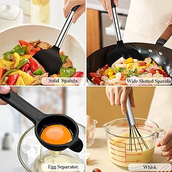 Joyfair Kitchen Utensils Set, 4 Pack Silicone Cooking Utensil Set, Non