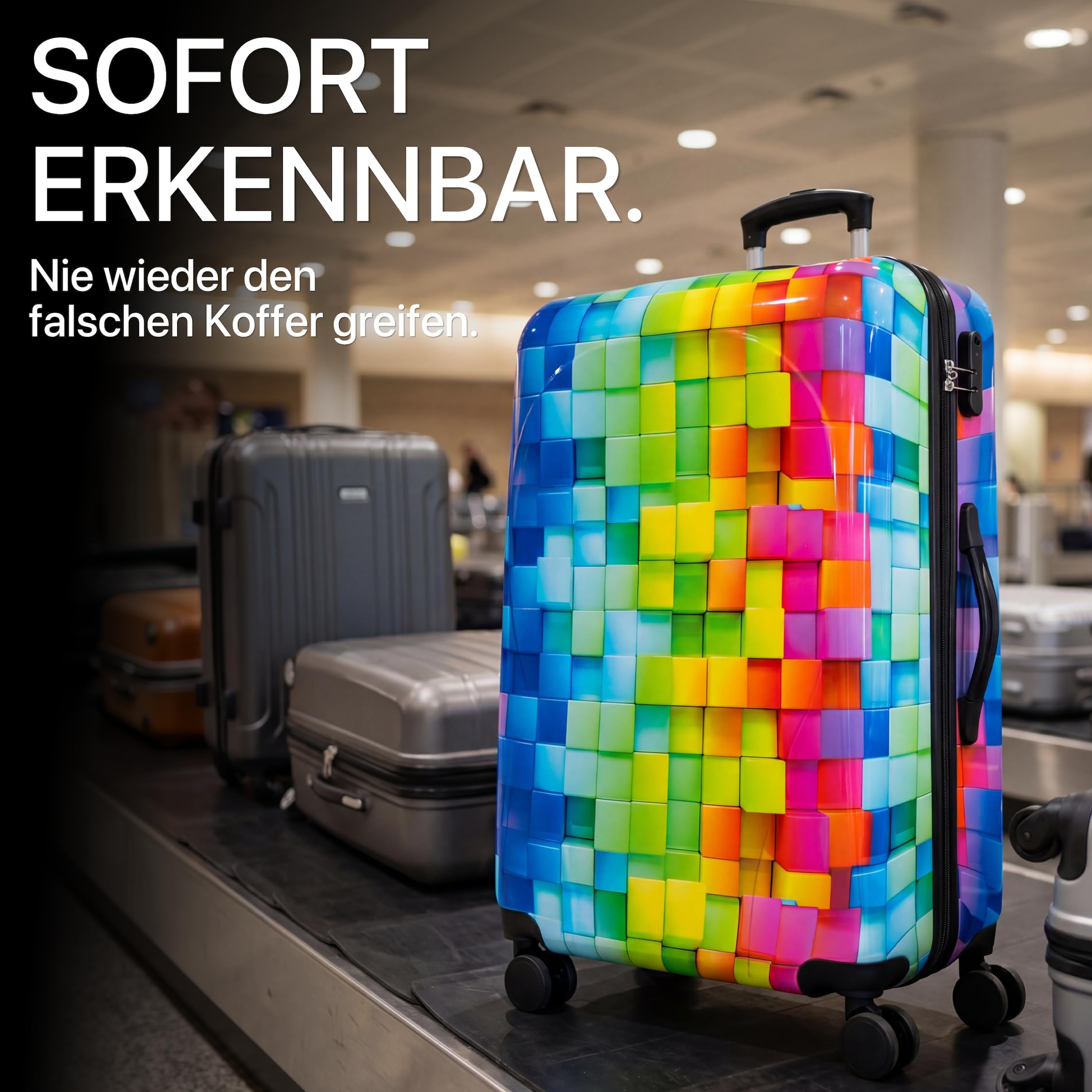 NOWI Hartschalenkoffer XL Groß - 100L Volumen - 158cm Gurtmaß - 8 Rollen 360° drehbar - Leichter Koffer mit Zahlenschloss & Teleskopgestänge - Reisekoffer mit Rollen, Trolley (XL)