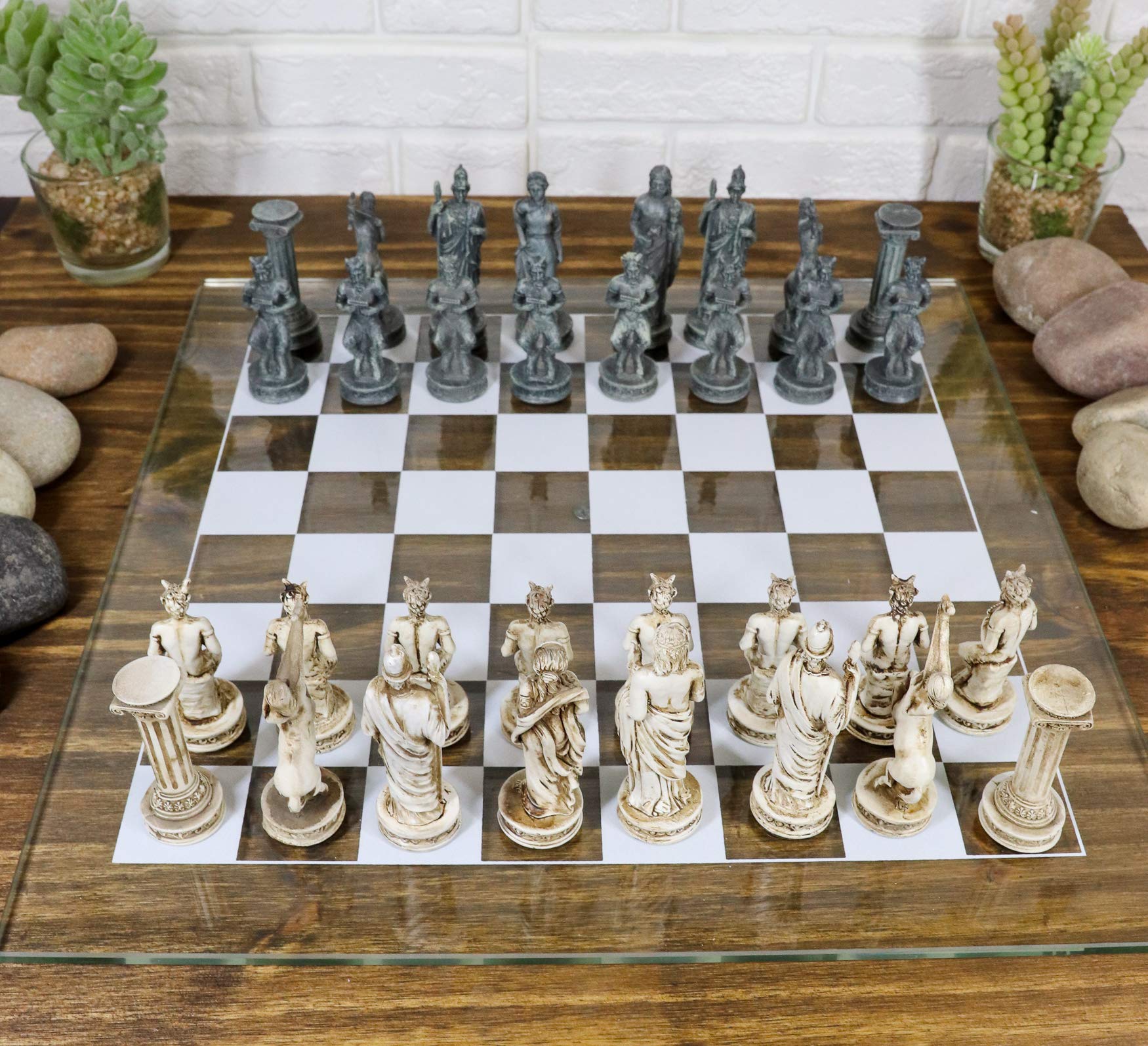 Ebros Greek Mythology Chess Set Olympian Gods and Demigods Zeus Hera